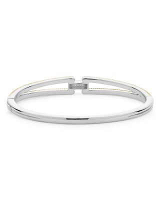 18K Yellow Gold & Sterling Silver Caviar Lux Clip Diamond Pav&eacute; Bangle Bracelet - Exclusive