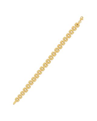 Three Row Panther Link Chain Bracelet in 14K Yellow Gold