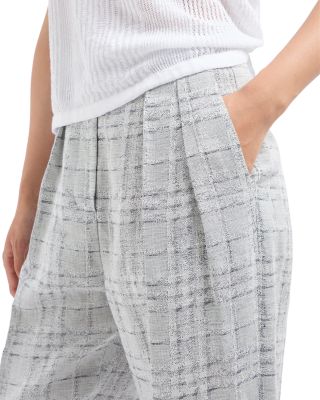 Linen Check Straight Leg Trousers 