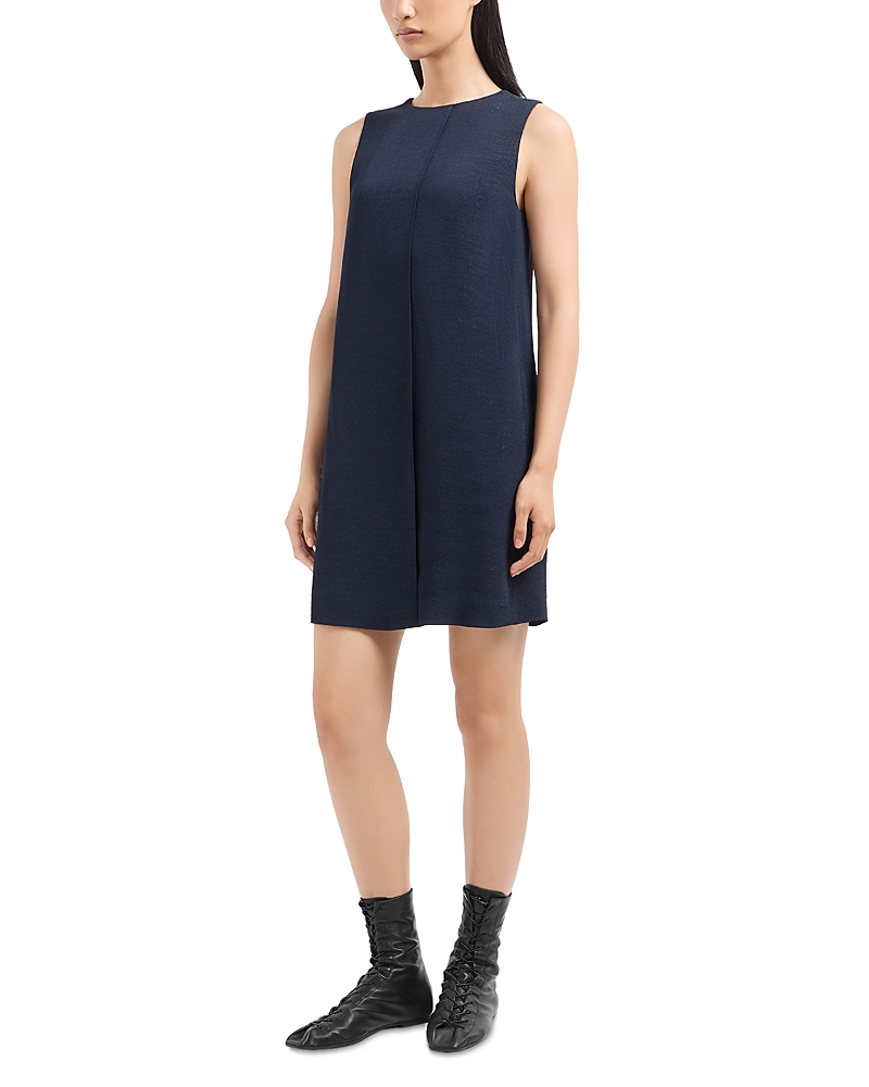 Emporio Armani Sleeveless Front-slit Tunic Mini Dress In Deep Blue
