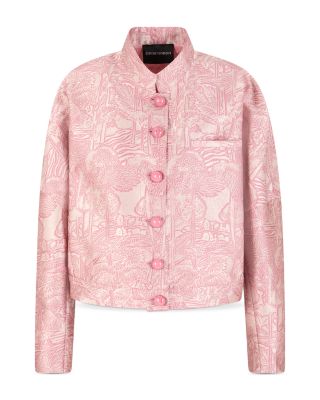 Landscape Tonal Print Shiny Jacquard Jacket