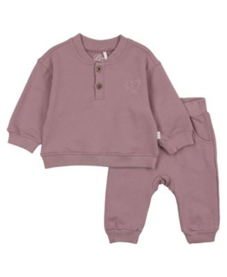Pouf Baby - Unisex Henley Sweatsuit Set - Baby, Little Kid