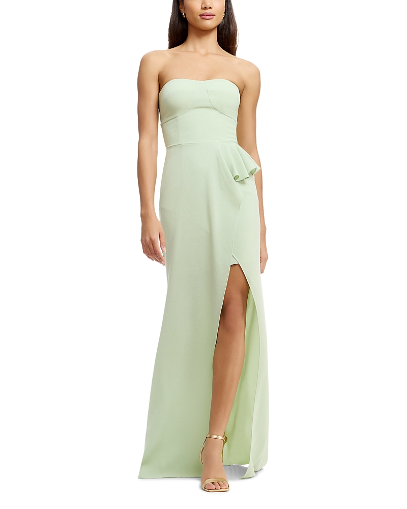 Dress The Population Kai Strapless Gown In Sage