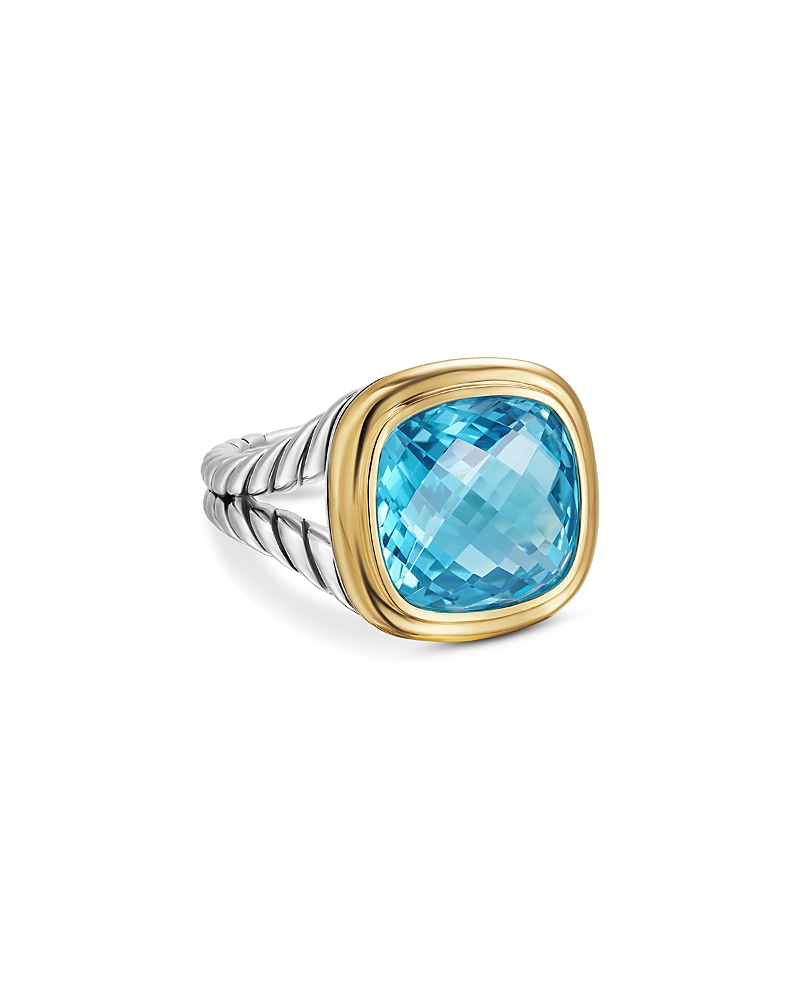 Albion Ring in Sterling Silver with 18K Yellow Gold and Blue Topaz, 11mm