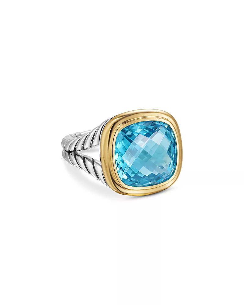 Albion Ring in Sterling Silver with 18K Yellow Gold and Blue Topaz, 11mm