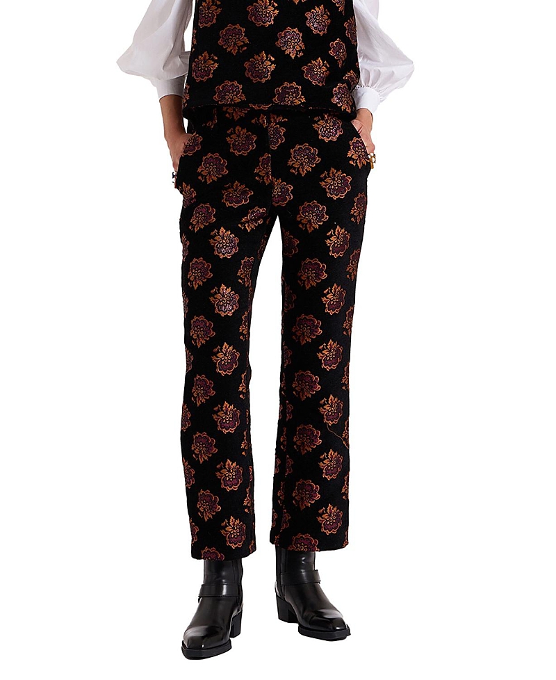 La Doublej 24/7 Rosette Jacquard Cigarette Pants In Rosette Jacquard Black