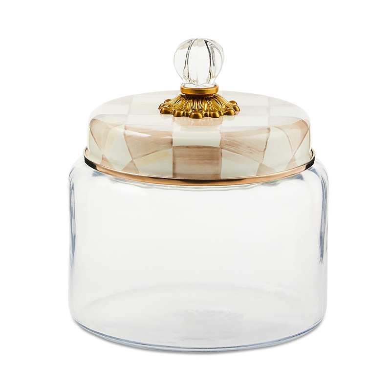 Mackenzie-childs Mocha Check Medium Kitchen Canister In Neutral