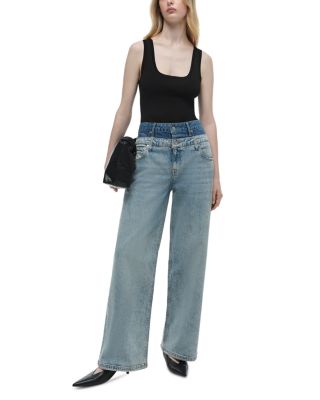 Kove High Rise Double Waistband Jeans in Two Tone Del Mar