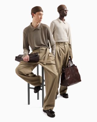 Textured Stretch Long Sleeved Polo Shirt