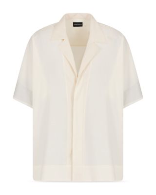 Light Wool Short Sleeved Oversized Fit Button Up Shirt