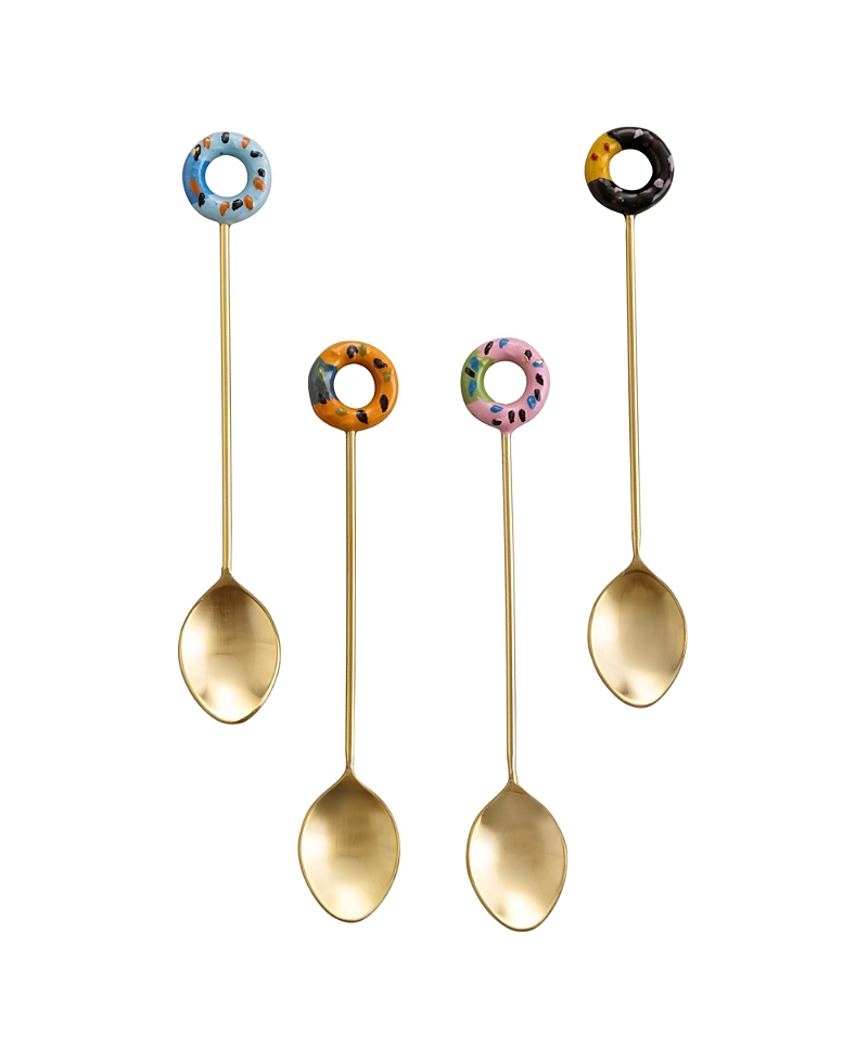 Gauri Kohli Bursa Teaspoons, Set Of 4 In Multicolored/matte Gold