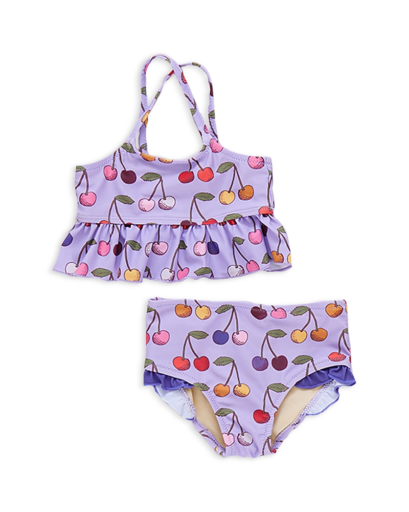 Pink Chicken Girls' Joy Sleeveless Ruffle Top & Print Bottom Two Piece Swimwear - Baby In Lavender Cherry