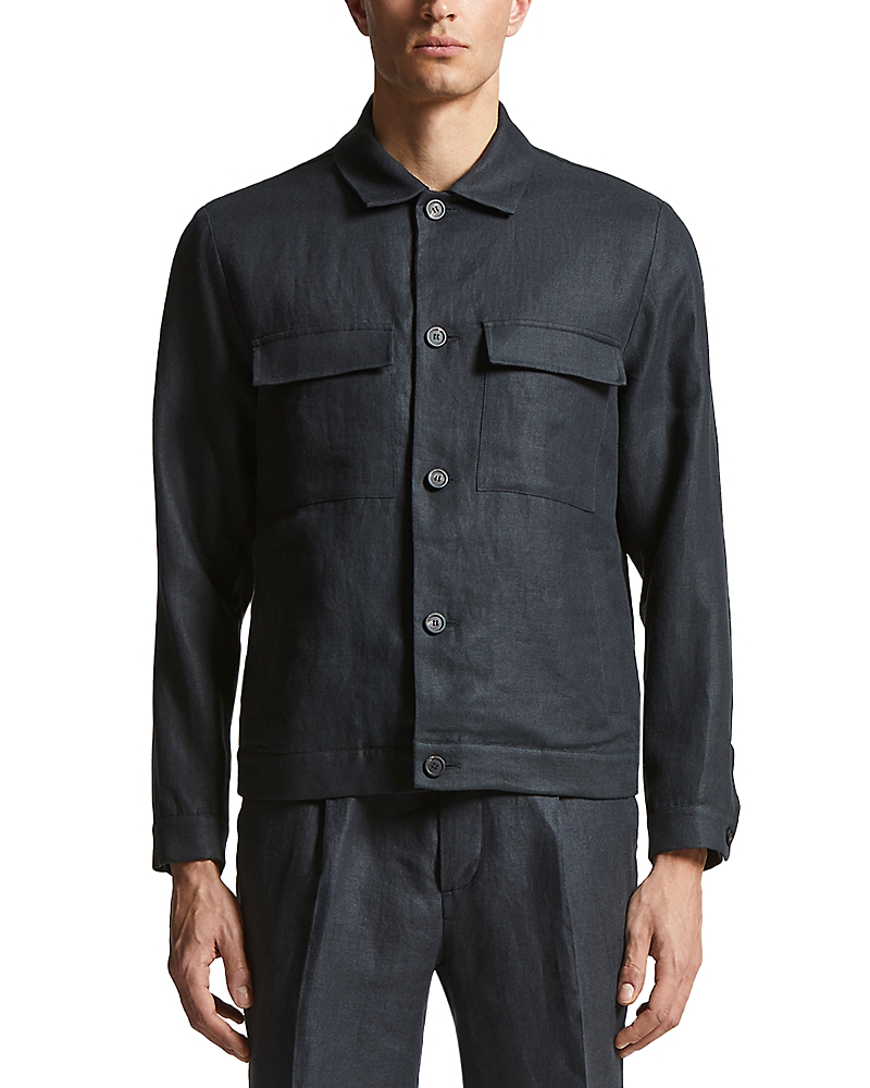 Peserico Button Front Overshirt In Space Blue