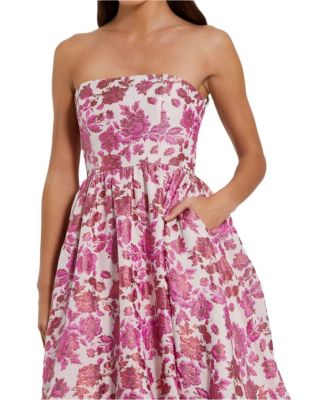 ●Mac Duggal●フローラル ブロケード Aライン ミディドレス Mac Duggal Floral Brocade Strapless A Line Midi Dress