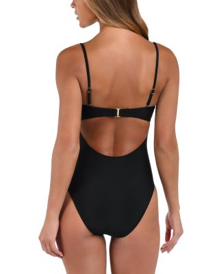 Emilia Solid Bandeau V Wire One Piece Swimsuit