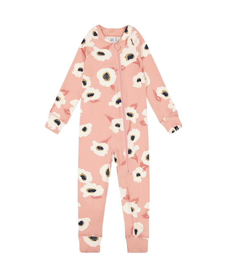 Deux Par Deux One Piece Thermal Underwear - Baby In Printed Off White Flowers