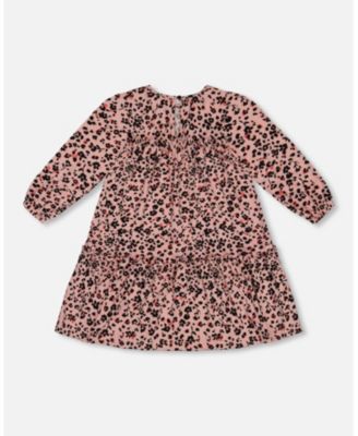 Girls' Long Sleeve Dress with Frills Printed - Big Kid