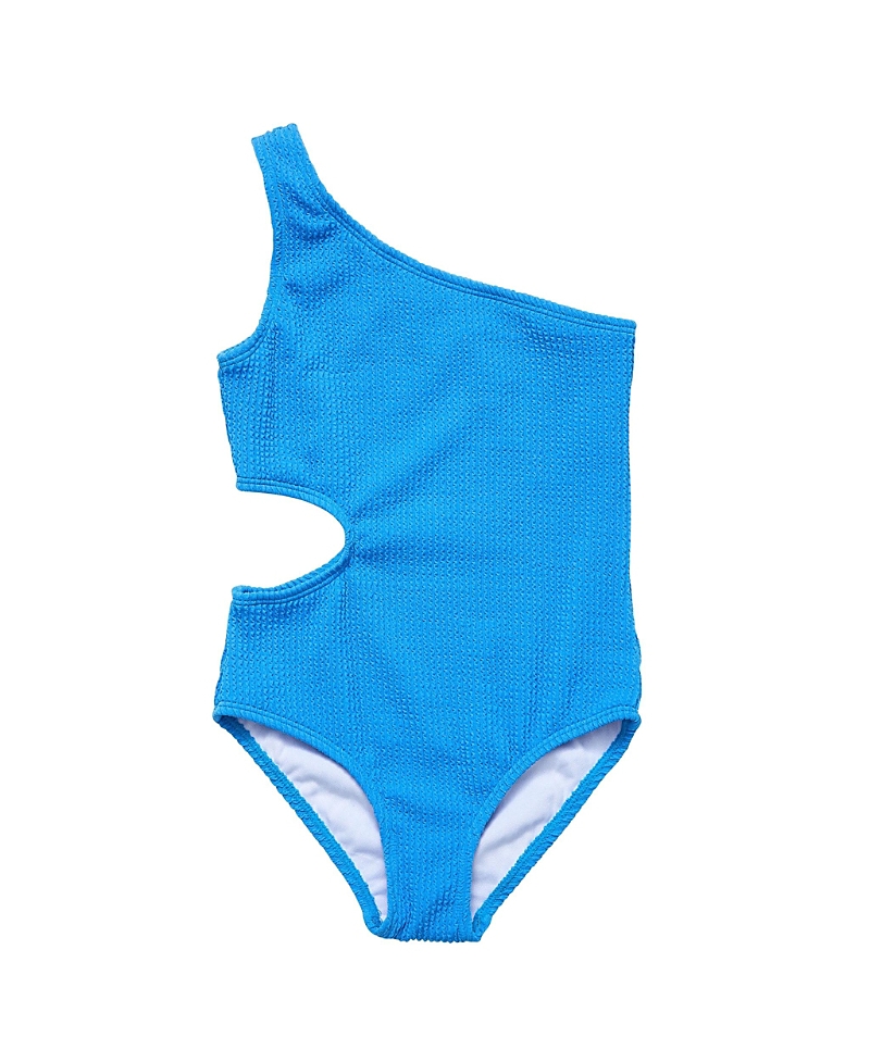 Snapper Rock Toddler, Child Girls Marine Blue One Shoulder Swimsuit In Blue