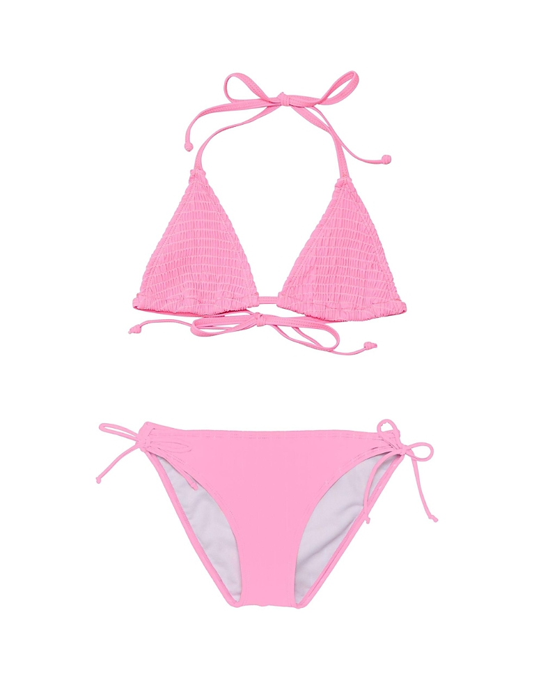 Snapper Rock Pink Shirred Triangle Bikini - Big Kid In Pink