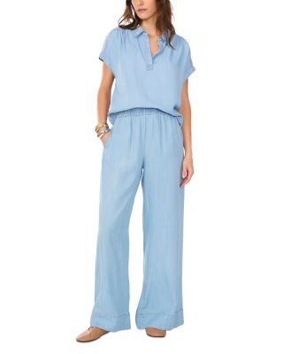 Short Sleeve Collared Chambray Shirt