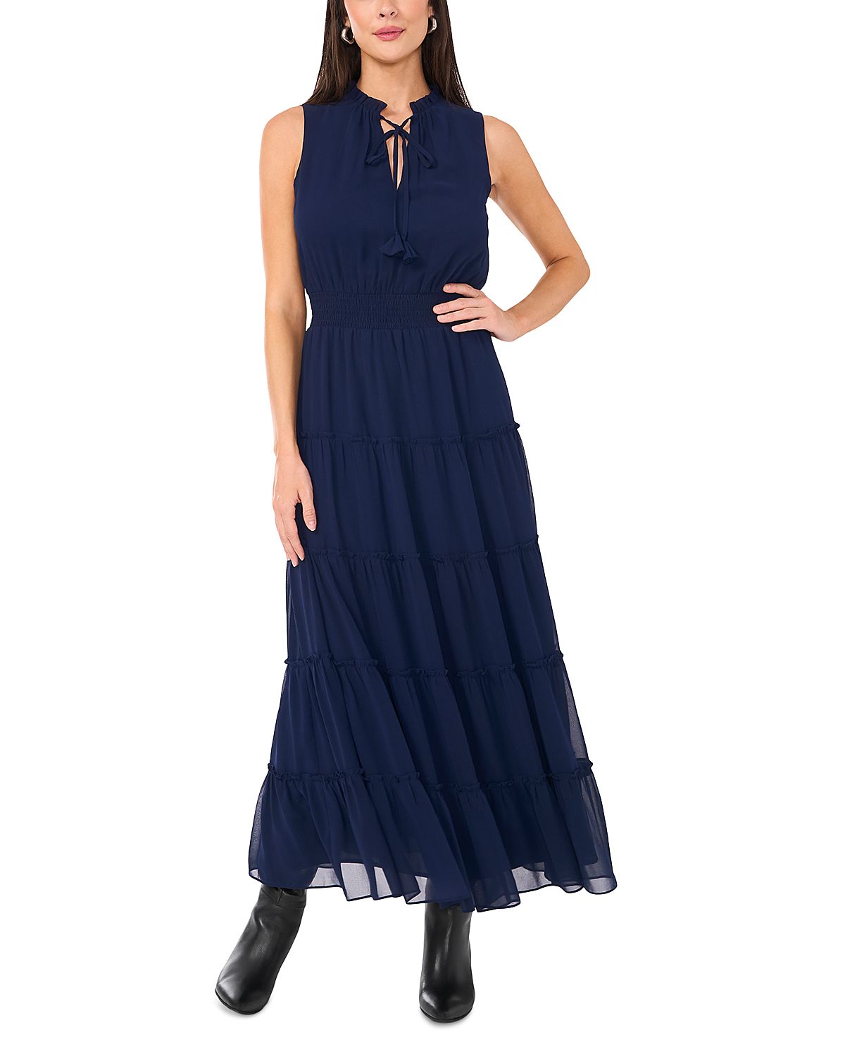1.state Sleeveless Tie Neck Maxi Dress