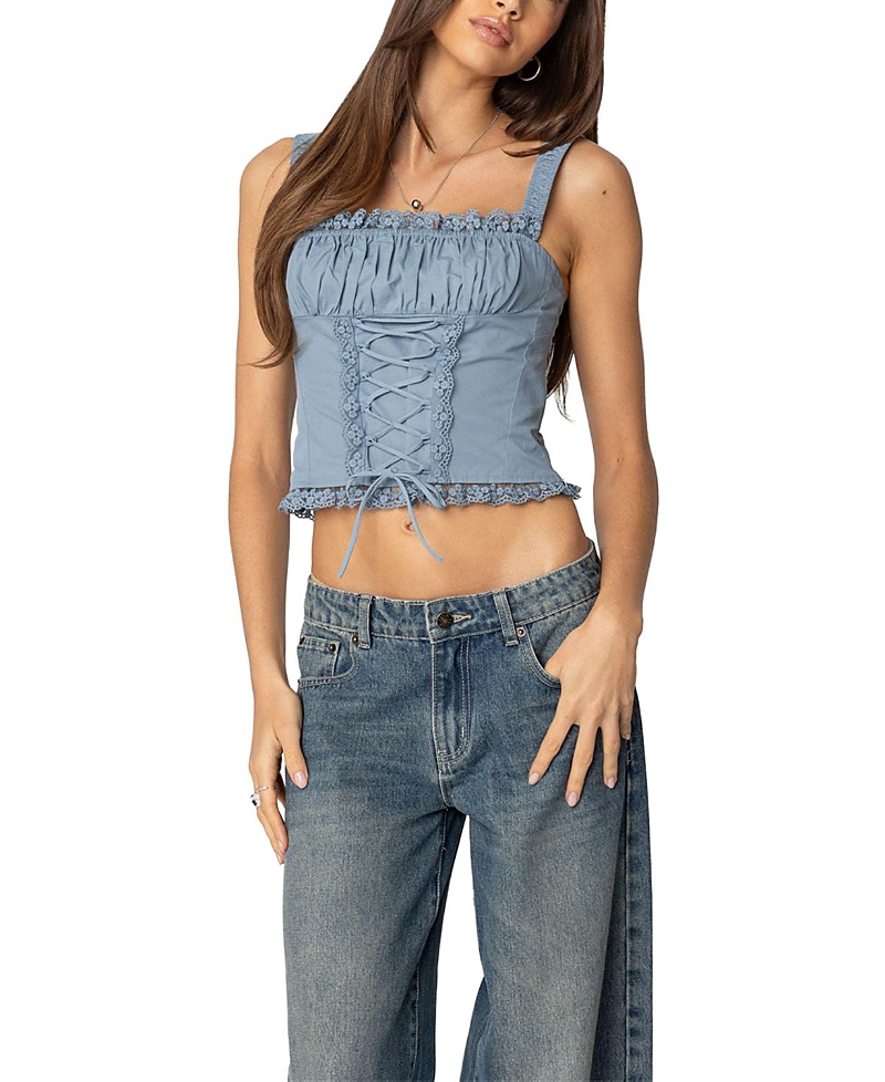 EDIKTED JULIET RUCHED LACE UP CORSET