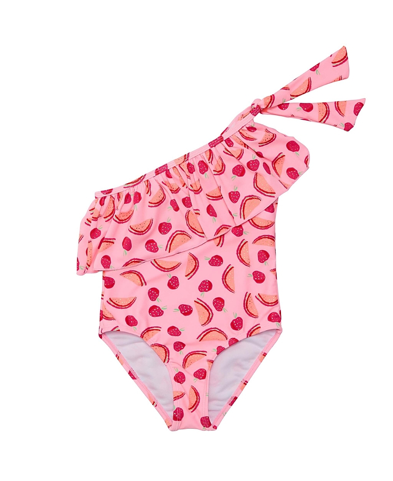 Snapper Rock Berry Sweet Frill One-shoulder One-piece Swimsuit In Pink