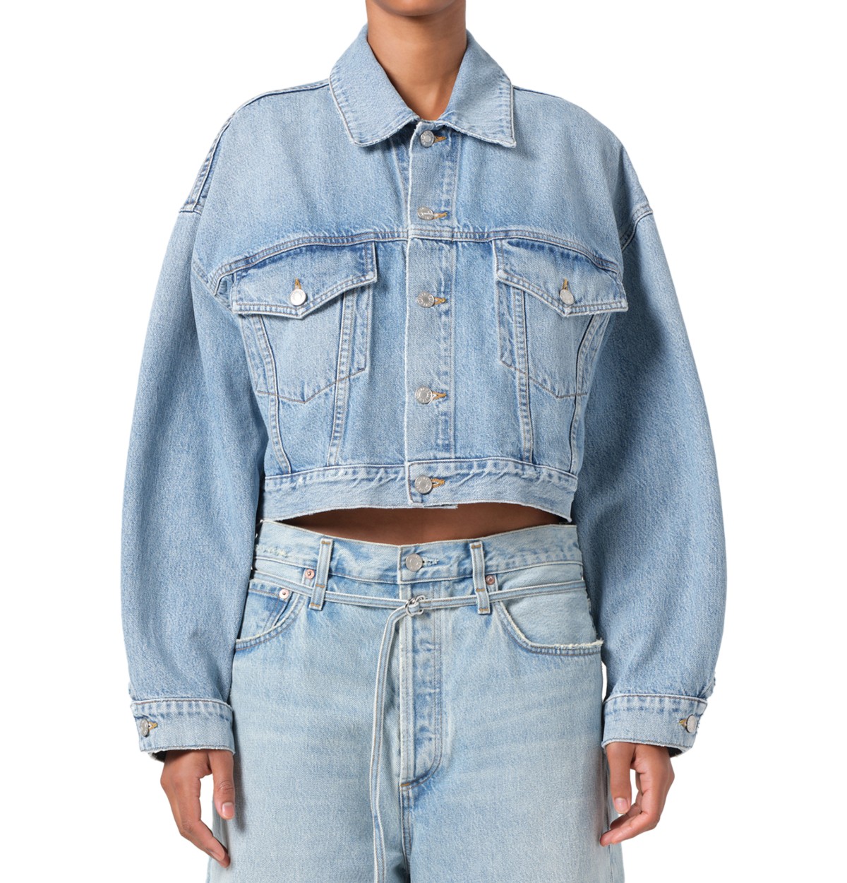 Agolde Palmer Cropped Denim Jacket in Space