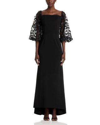 Floral-Embellished Off-the-Shoulder Gown