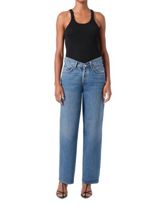 V-Waist Baggy Leg Jeans in Cascade