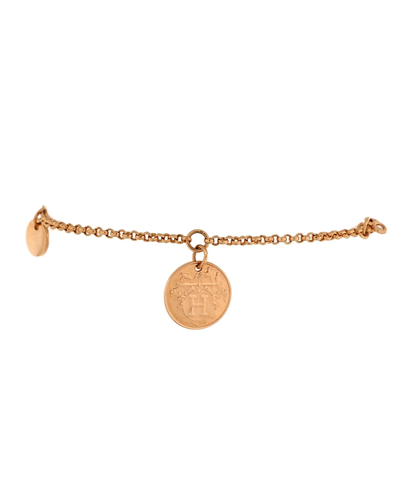 PRE-OWNED HERMES PRE-OWNED HERMES SMALL EX-LIBRIS BRACELET 18K ROSE GOLD WITH DIAMOND