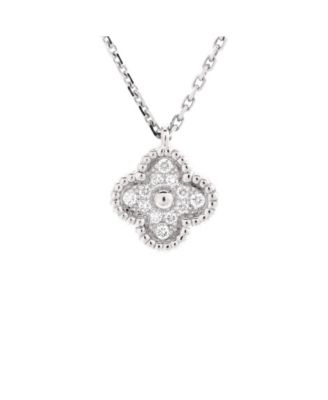 Pre-Owned Van Cleef & Arpels Sweet Alhambra Pendant Necklace 18K White ...