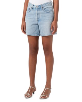 V Waist Mid Rise Denim Shorts in Backbeat