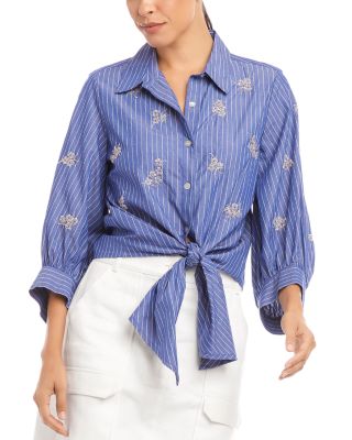 Karen Kane - Embellished Tie Front Shirt