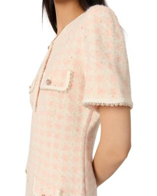 Tweed Effect Knit Short Dress