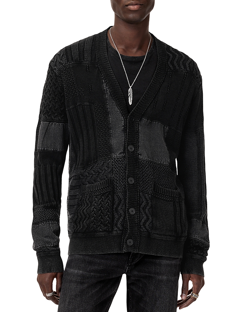 John Varvatos Francis Mixed Stitch Button Cardigan In Black