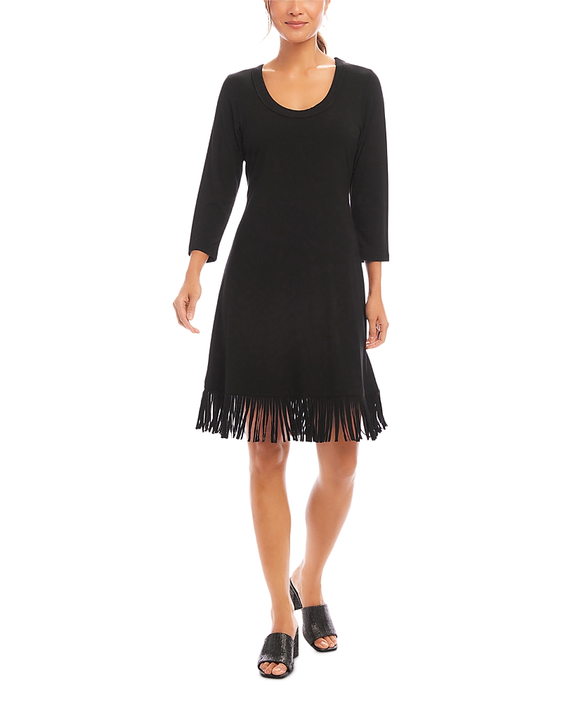 Karen Kane Three Quarter Sleeve Fringe Hem Dress