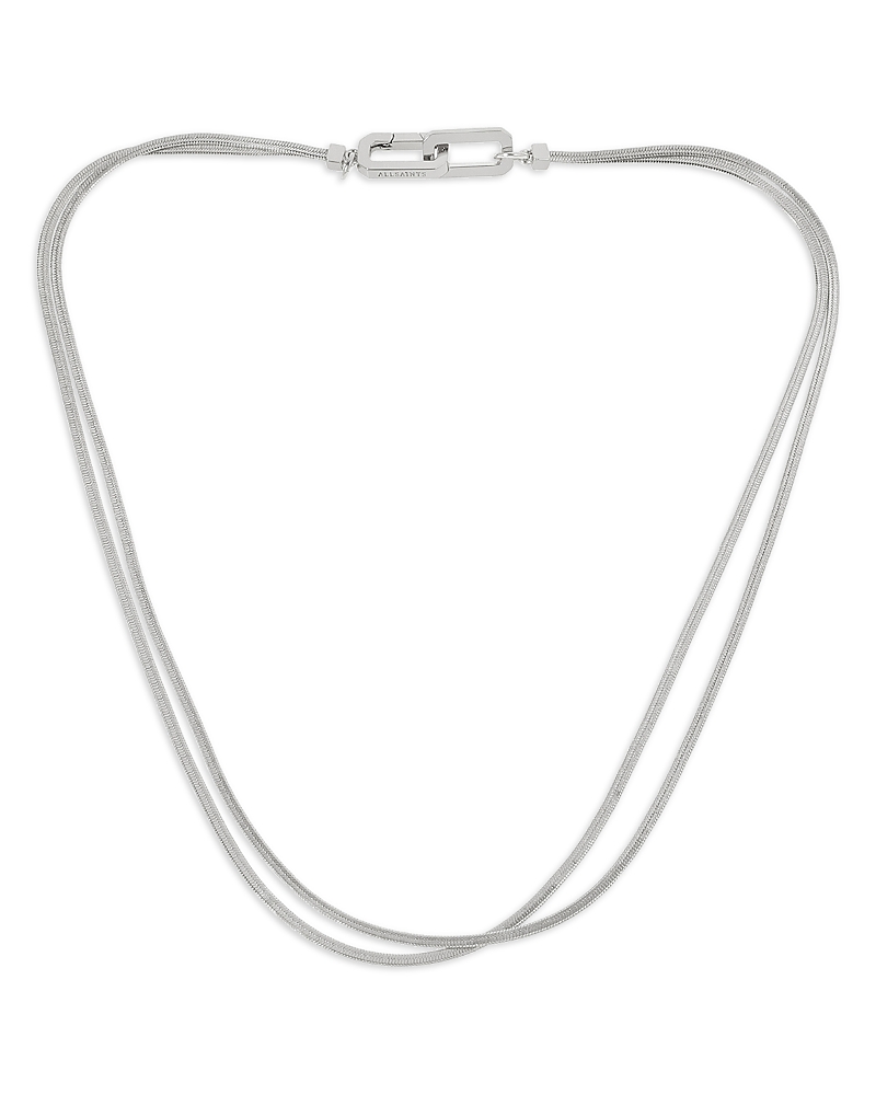 Shop Allsaints Signature Snake Chain Layered Necklace, 17 In Silver
