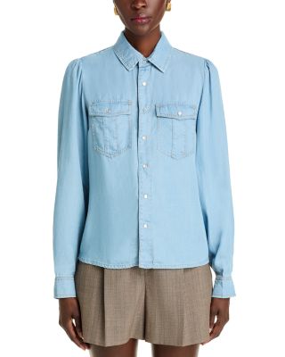 Puff Sleeve Denim Shirt - Exclusive