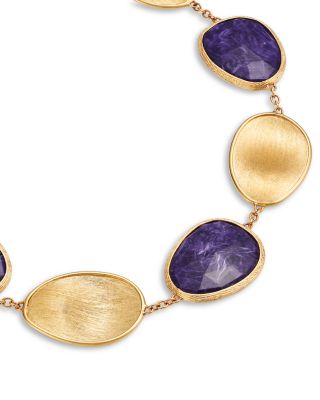 18K Yellow Gold Lunaria Color Charoite Link Bracelet