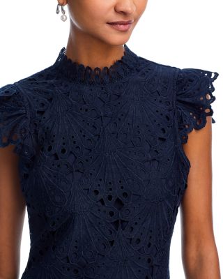 Mock Neck Lace Shift Dress - Exclusive