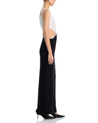 Crepe Embellished Cutout Gown