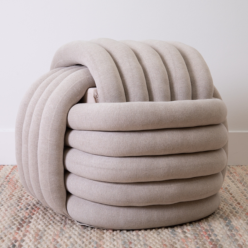 Pink Lemonade Knotted Pouf, Large In Beige