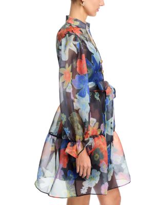 Organza V Neck Tiered Dress