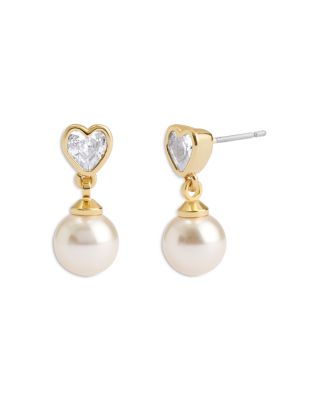 Heart Pearl Drop Earrings