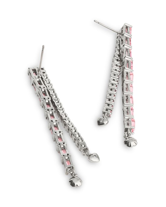 Signature Charm Pink Tennis Linear Drop Earrings