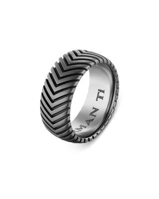 Men's Chevron Band Ring in Titanium, 10mm
