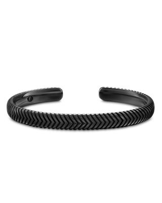 Men's Chevron Cuff Bracelet in Black Titanium, 8mm