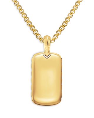 Men's Chevron Tag in 18K Yellow Gold with Tiger's Eye, 27mm