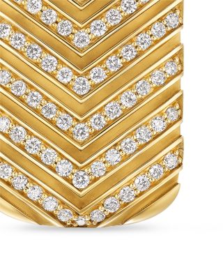 Men's Chevron Tag in 18K Yellow Gold with Diamonds, 27mm